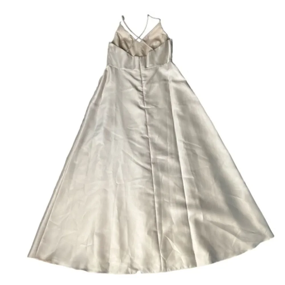 Alfred Sung V-Neck Full Skirt Satin Maxi Dress in Palomino. Size 16. NWT! - Picture 9 of 16